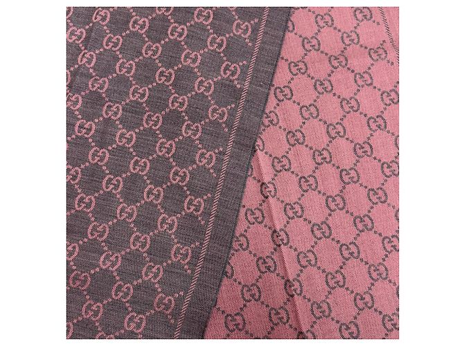 Sciarpa in lana grigio e rosa Gucci Marrone - vista 5