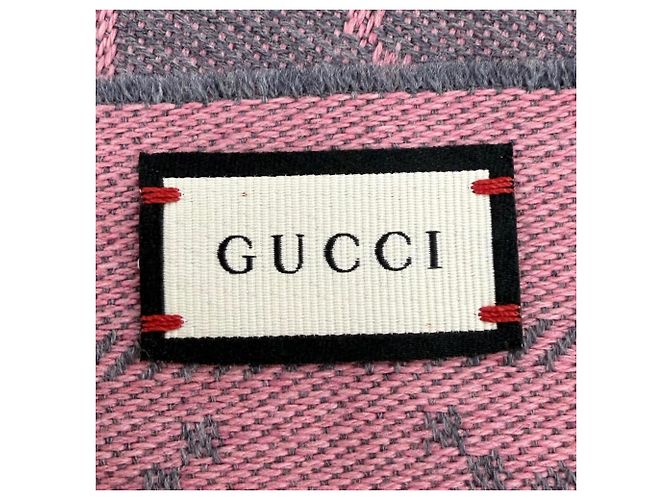 Sciarpa in lana grigio e rosa Gucci Marrone - vista 7