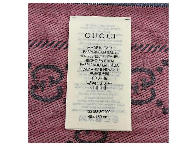 Sciarpa in lana grigio e rosa Gucci Marrone - vista 8