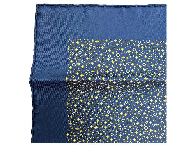 Hermès Sciarpa Petit Carré in seta 100% Hermes Giallo Blu navy - vista 2
