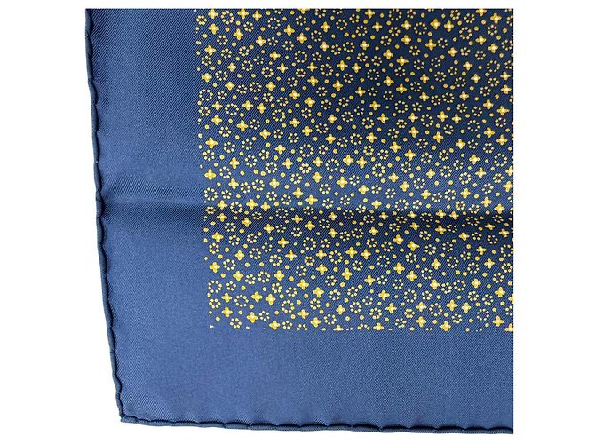 Hermès Sciarpa Petit Carré in seta 100% Hermes Giallo Blu navy - vista 4