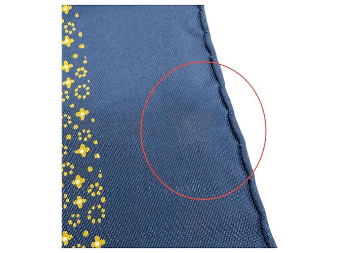 Hermès Sciarpa Petit Carré in seta 100% Hermes Giallo Blu navy - vista 8