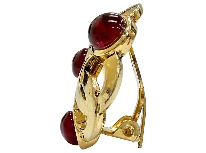 Orecchini CHANEL Vintage Gripoix Coco Mark Rosso D'oro - vista 4