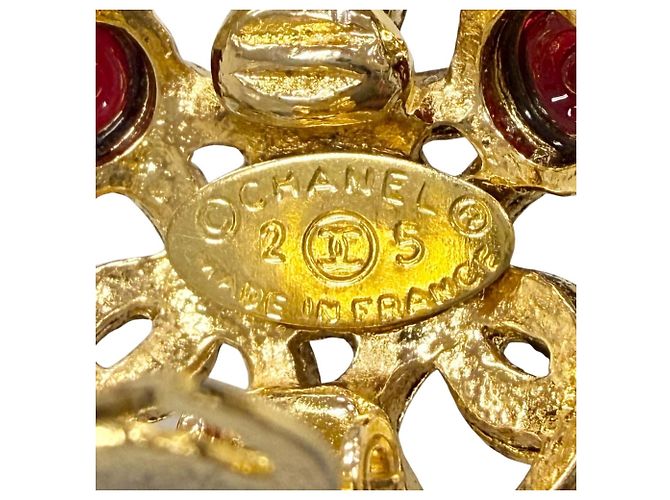 Orecchini CHANEL Vintage Gripoix Coco Mark Rosso D'oro - vista 6