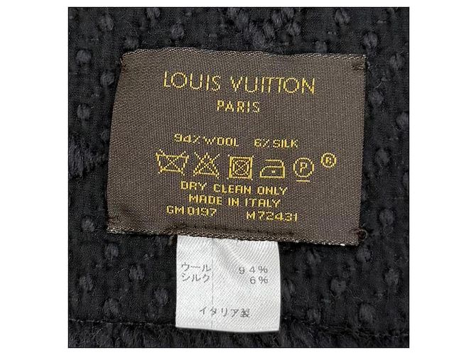 Stola Louis Vuitton in lana e seta nera Nero - vista 7