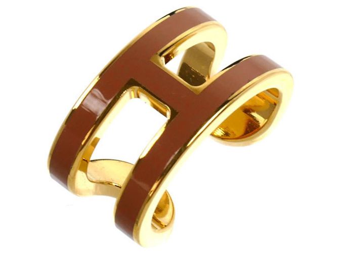 Hermès Earcuff Hermes placcato oro Marrone D'oro - vista 2