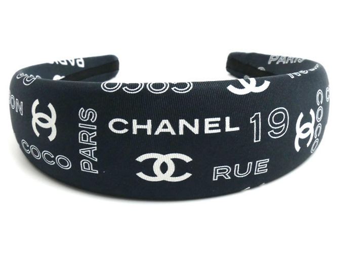 Chanel Seiden-Haarreif Coco Mark Schwarz Weiß - Ansicht 2