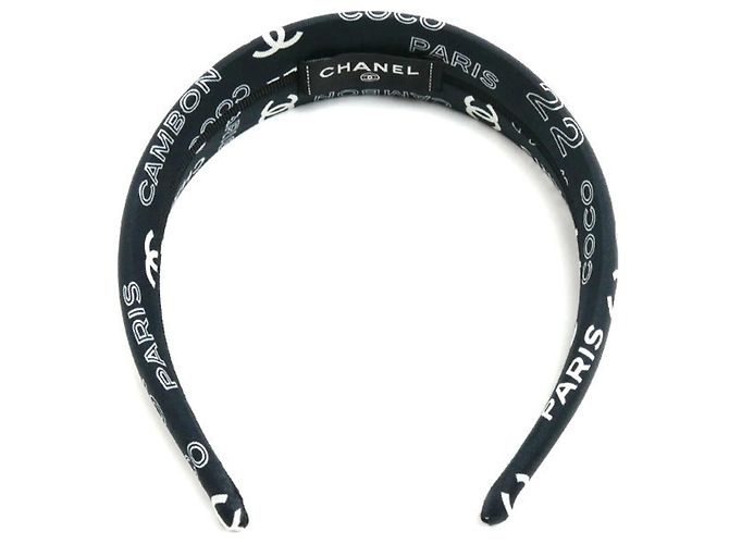 Chanel Seiden-Haarreif Coco Mark Schwarz Weiß - Ansicht 3