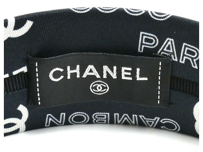 Chanel Seiden-Haarreif Coco Mark Schwarz Weiß - Ansicht 4