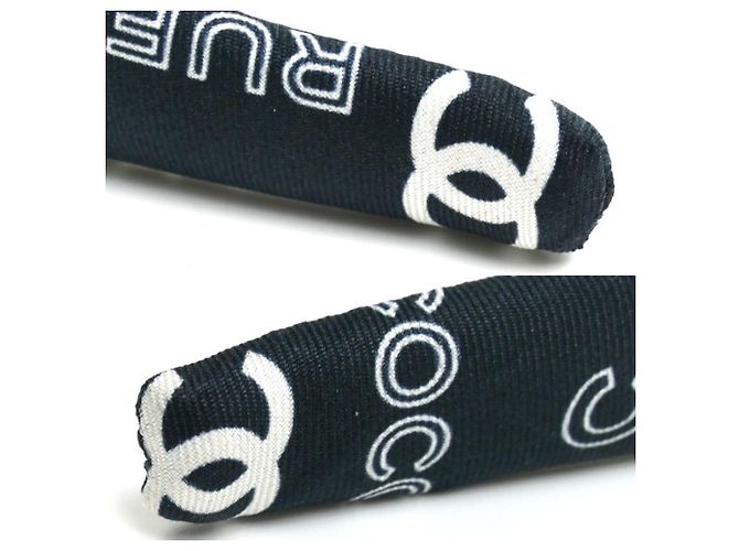 Chanel Seiden-Haarreif Coco Mark Schwarz Weiß - Ansicht 5