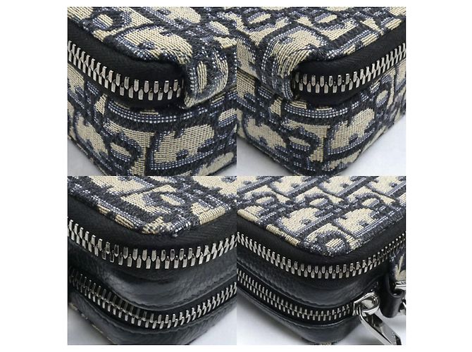 Borsa a tracolla in jacquard Oblique Christian Dior Beige Blu navy - vista 5