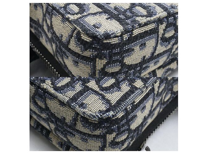 Borsa a tracolla in jacquard Oblique Christian Dior Beige Blu navy - vista 6