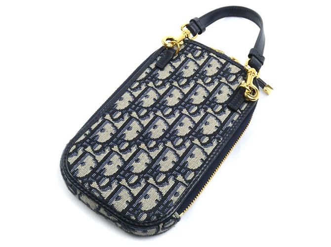 Christian Dior Dior 30 Montaigne Porta telefono Borsa a tracolla 2-Way Beige Blu navy - vista 2