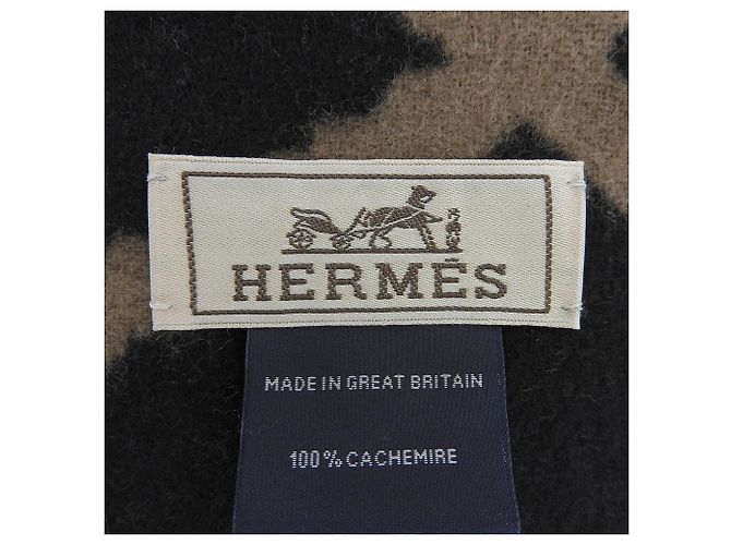 Hermès Hermes Clic Clac Cashmere Fransenstola Braun Schwarz - Ansicht 7