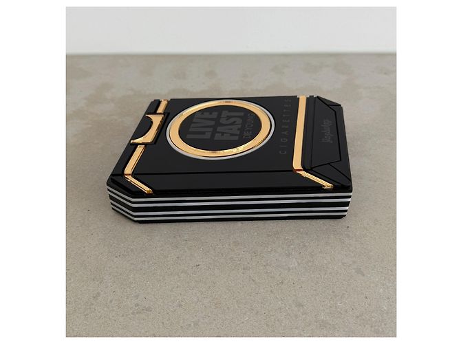Autre Marque Yazbukey Clutch "Live Fast Die Young" Porta Sigarette Nero D'oro - vista 5