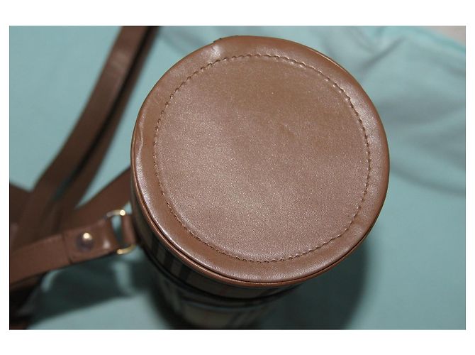 Borsa cilindrica Burberrys Haymarket Check Marrone Beige - vista 13