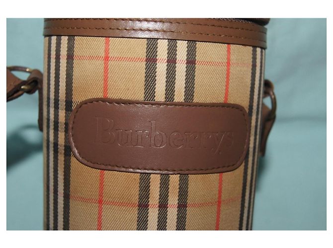 Borsa cilindrica Burberrys Haymarket Check Marrone Beige - vista 4