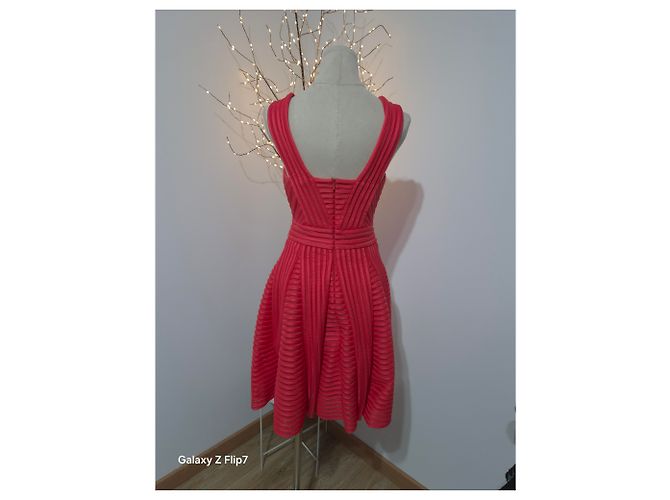 Maje Skaterkleid Koralle durchbrochen elegant Zeremonie Größe 36 - Ansicht 3