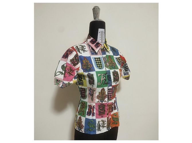 Versace Gothic Baroque Alphabet Print Baumwollhemd Mehrfarben - Ansicht 2