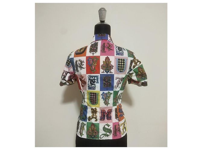 Versace Gothic Baroque Alphabet Print Baumwollhemd Mehrfarben - Ansicht 3