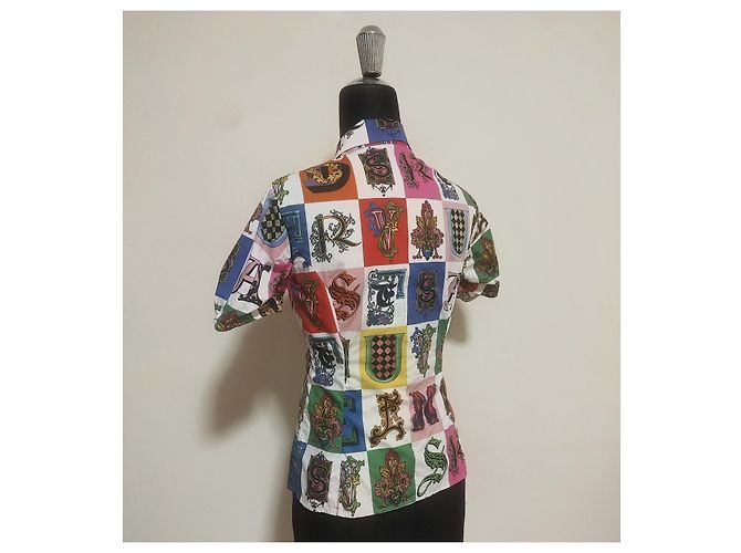 Versace Gothic Baroque Alphabet Print Baumwollhemd Mehrfarben - Ansicht 4