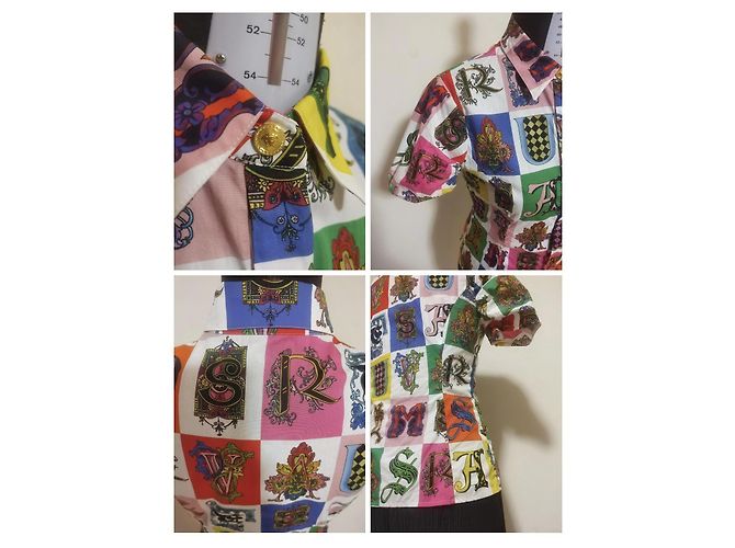Versace Gothic Baroque Alphabet Print Baumwollhemd Mehrfarben - Ansicht 6