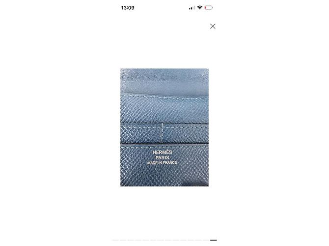 Hermès Kelly Pochette Cartera de cuero azul - vista 10