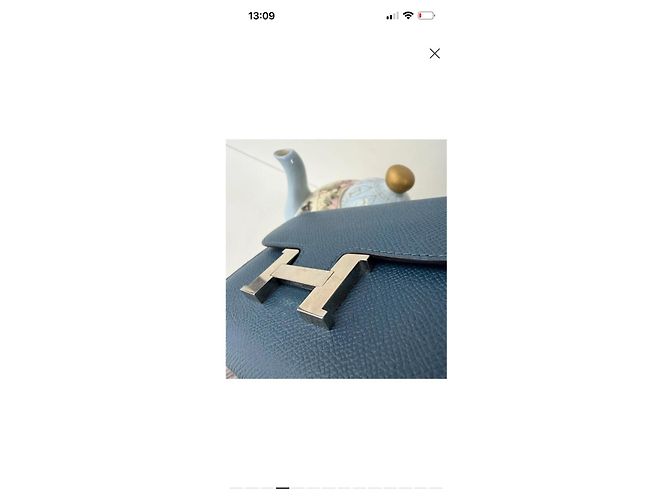 Hermès Kelly Pochette Cartera de cuero azul - vista 13