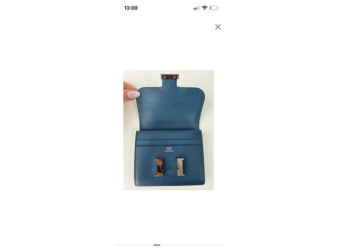 Hermès Kelly Pochette Cartera de cuero azul - vista 2