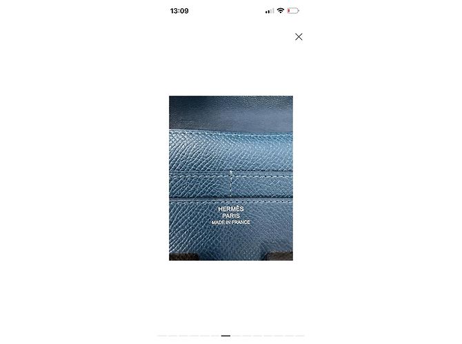Hermès Kelly Pochette Cartera de cuero azul - vista 3