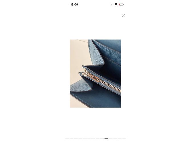 Hermès Kelly Pochette Cartera de cuero azul - vista 6