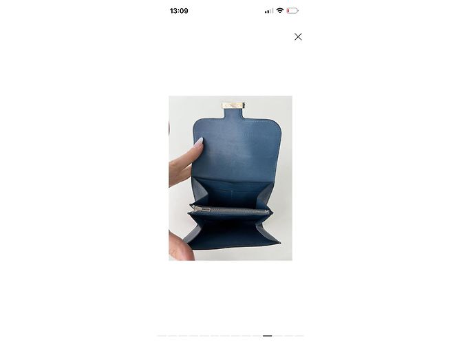 Hermès Kelly Pochette Cartera de cuero azul - vista 7