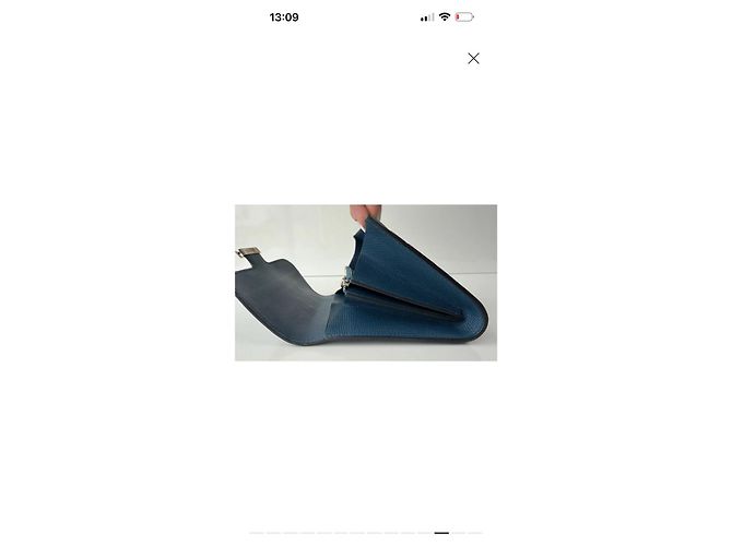 Hermès Kelly Pochette Cartera de cuero azul - vista 8