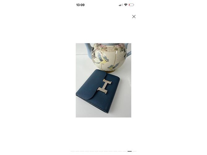 Hermès Kelly Pochette Cartera de cuero azul - vista 9