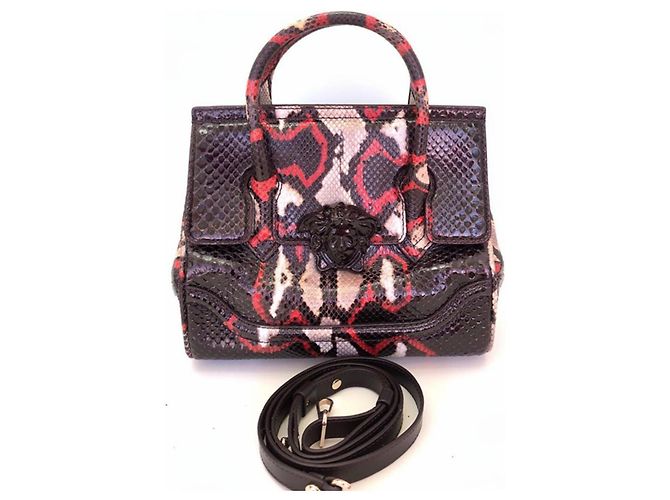 Versace Bolso de mano Medusa en piel de pitón Negro Roja Beige Impresión de pitón - vista 2