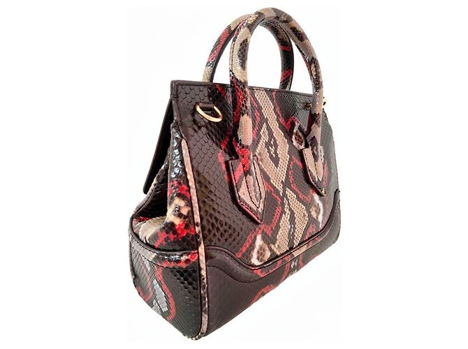 Versace Bolso de mano Medusa en piel de pitón Negro Roja Beige Impresión de pitón - vista 3