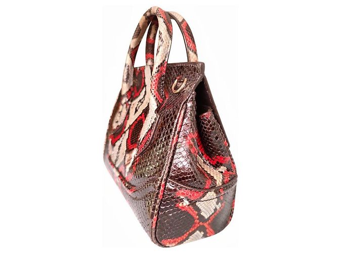 Versace Bolso de mano Medusa en piel de pitón Negro Roja Beige Impresión de pitón - vista 5