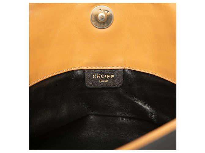 Céline Clutch Triomphe pieghevole in pelle nera Celine Nero - vista 5