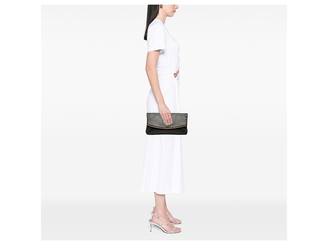Céline Clutch Triomphe pieghevole in pelle nera Celine Nero - vista 6