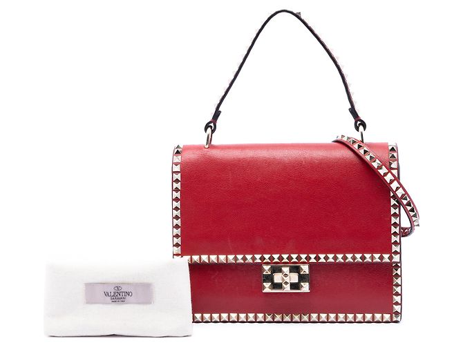 Borsa Valentino Red Leather Rockstud No Limit Rosso - vista 7