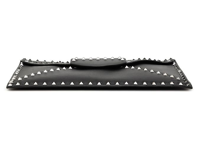 Clutch a bustina Untitled Rockstud in pelle nera Valentino Nero - vista 3