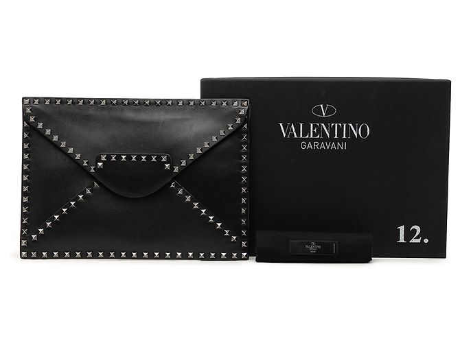 Clutch a bustina Untitled Rockstud in pelle nera Valentino Nero - vista 8