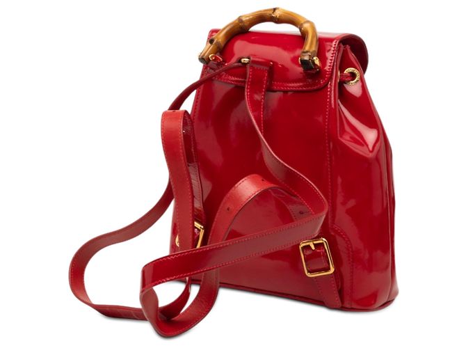 Bamboo Mochila de cordón de bambú charol rojo Gucci Roja - vista 2