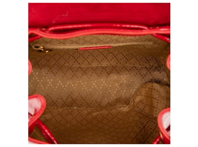 Bamboo Mochila de cordón de bambú charol rojo Gucci Roja - vista 4