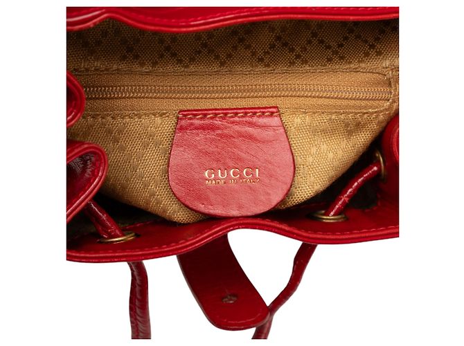 Bamboo Mochila de cordón de bambú charol rojo Gucci Roja - vista 5