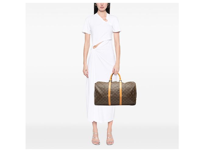 Louis Vuitton Marrone Monogram Keepall 50 - vista 14