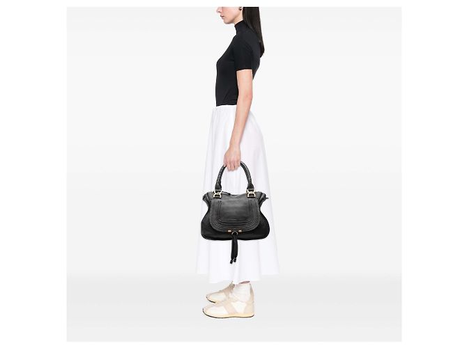 Borsa Marcie in pelle nera media Chloé Nero - vista 6