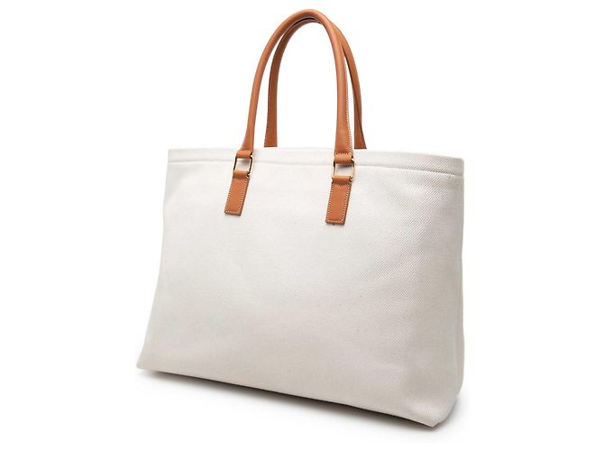 Céline Celine Brown Small Canvas Logo Print Horizontal Cabas Tote Braun Beige - Ansicht 2