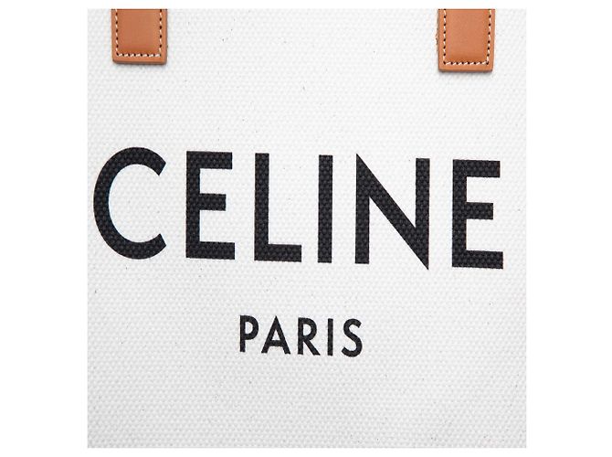 Céline Celine Brown Small Canvas Logo Print Horizontal Cabas Tote Braun Beige - Ansicht 5