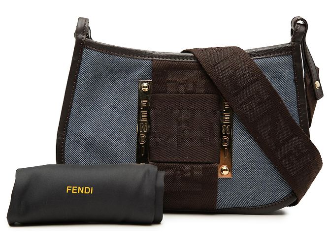 Pochette crossbody in denim blu Fendi - vista 7